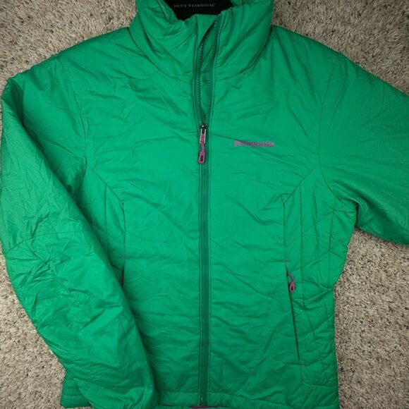 Patagonia Jackets & Blazers - Patagonia Women’s Green XS Jacket Primaloft Full Zip Outdoors Pockets Pink Logo